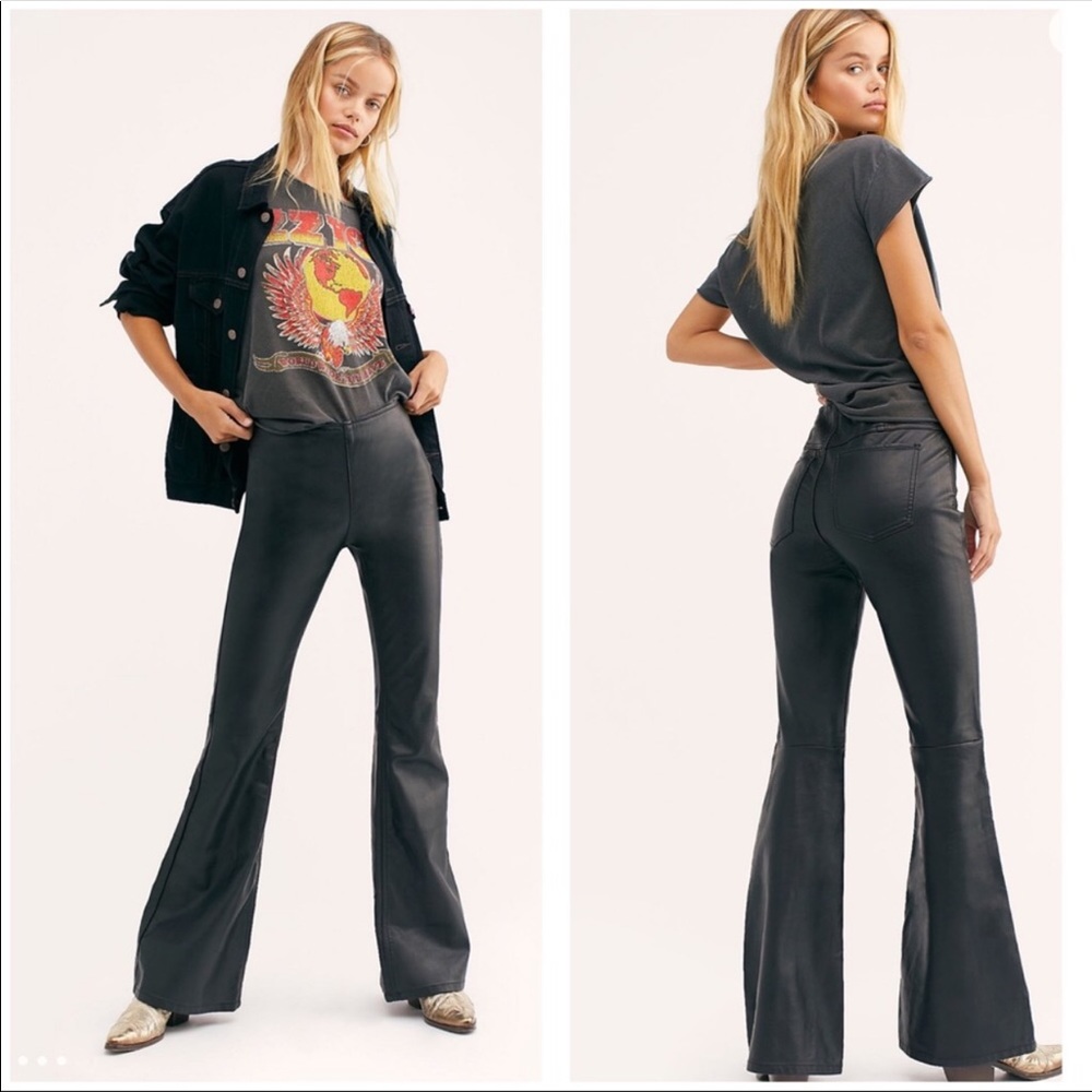 Free people pull on penny black vegan flares new